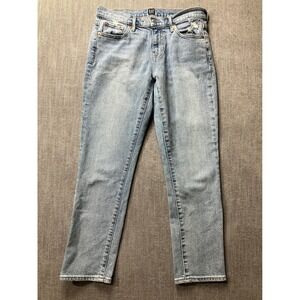 Gap Best Girlfriend Jeans Light Wash Distressed Blue Denim Size 27